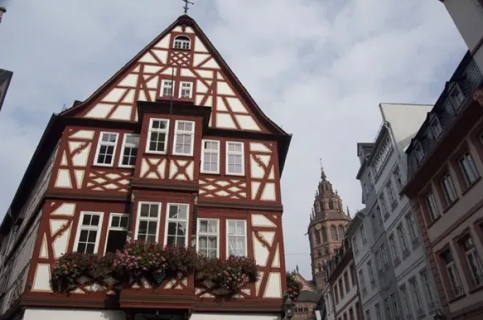 Framed Print : Germany, Rhineland Palatinate, Mainz. traditional half-timbered construction Framed Print : Germany, Rhineland Palatinate, Mainz. traditional half-timbered construction