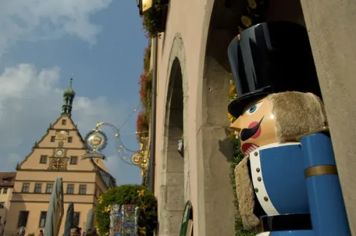 Framed Print : Germany, Rothenburg. Market Square (aka Marktplatz), Giant nut-cracker with City Framed Print : Germany, Rothenburg. Market Square (aka Marktplatz), Giant nut-cracker with City