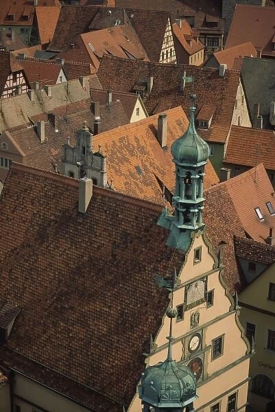 Germany, Rothenburg, Overview of rooftops