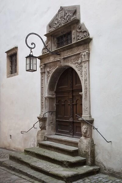 Germany, Rothenburg. Renaissance portal in the courtyard of the Town Hall