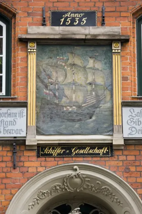 Framed Print : GERMANY, Schleswig-Holstein, Lubeck. House of the Seamens Guild detial