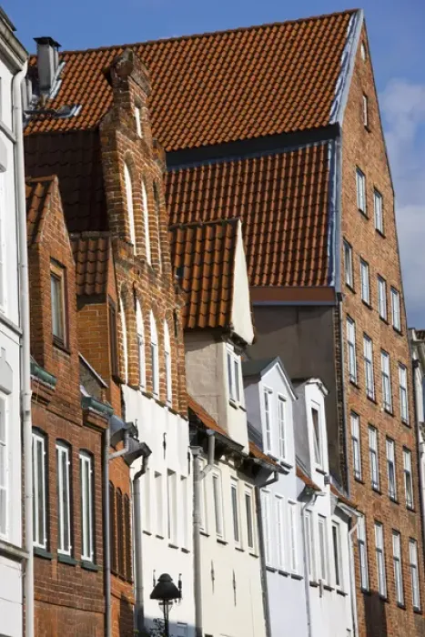 Framed Print : GERMANY, Schleswig-Holstein, Lubeck. Old Town Buildings on Fleishhauerstasse Framed Print : GERMANY, Schleswig-Holstein, Lubeck. Old Town Buildings on Fleishhauerstasse