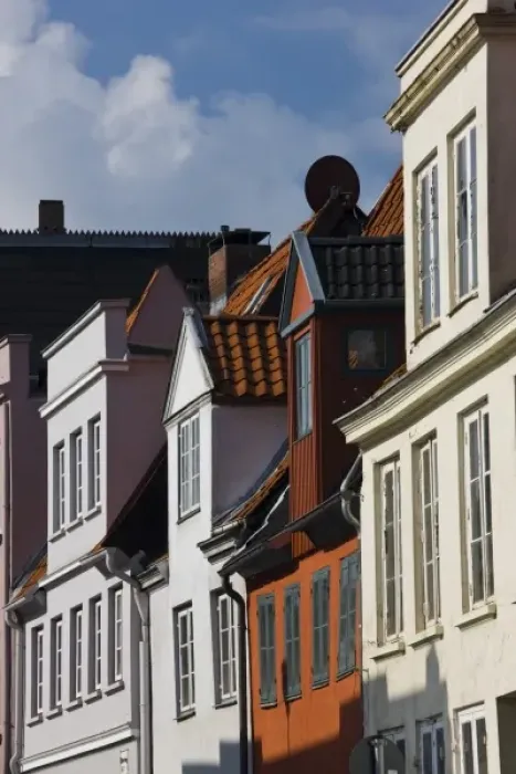 Framed Print : Germany, Schleswig-Holstein, Lubeck. Old Town Buildings on Fleischhauerstasse Framed Print : Germany, Schleswig-Holstein, Lubeck. Old Town Buildings on Fleischhauerstasse