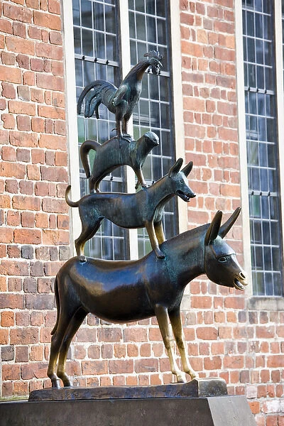 GERMANY, State of Bremen, Bremen. Town Musicians of Bremen statue