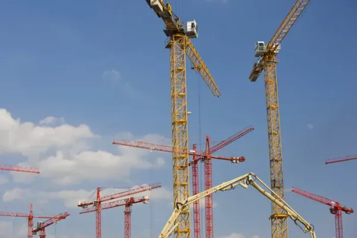 Framed Print : GERMANY, State of Hamburg, Hamburg. Construction cranes, HafenCity