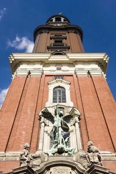 Germany, State of Hamburg, Hamburg. St. Michaeliskirche church tower