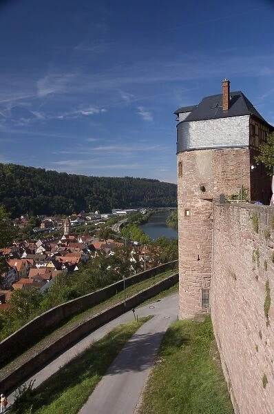 Germany, Wertheim. Confluence of Tauber & Main River view from hilltop ruins of Hohenburg Castle