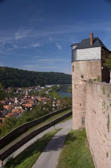 Framed Print : Germany, Wertheim. Confluence of Tauber & Main River view from hilltop ruins of Hohenburg Castle Framed Print : Germany, Wertheim. Confluence of Tauber & Main River view from hilltop ruins of Hohenburg Castle