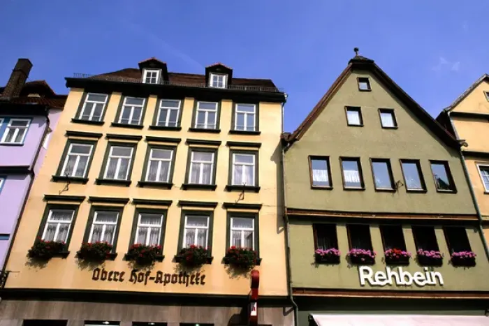 Framed Print : Germany Wertheim Old Town by Rhine River buildings