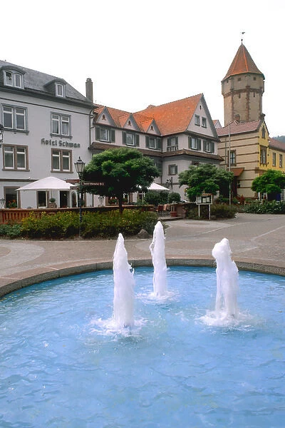 Germany Wertheim Old Town by Rhine River fountains