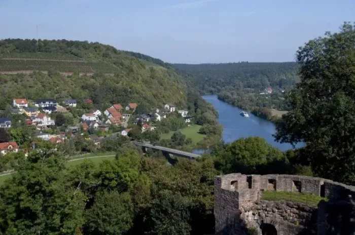Framed Print : Germany, Wertheim. View near confluence of Tauber & Main River from hilltop ruins Framed Print : Germany, Wertheim. View near confluence of Tauber & Main River from hilltop ruins