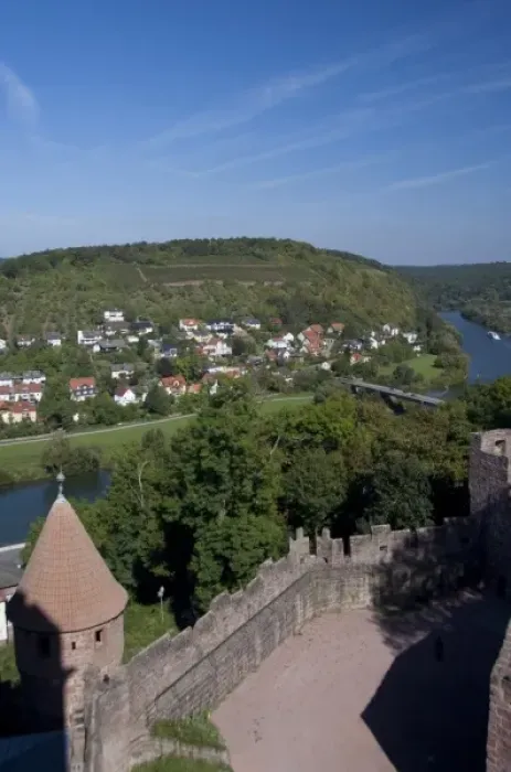 Framed Print : Germany, Wertheim. View near confluence of Tauber & Main River from hilltop ruins Framed Print : Germany, Wertheim. View near confluence of Tauber & Main River from hilltop ruins