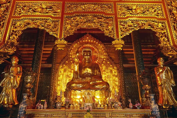 Giant golden Buddha, Bai Dinh Buddist Temple Complex, near Ninh Binh, Vietnam