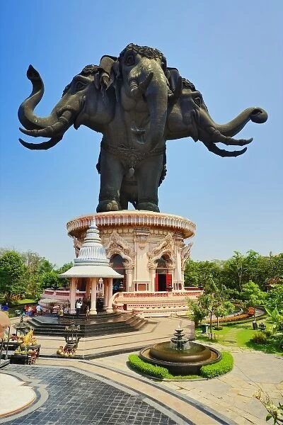 Giant three headed elephant, the Erawan Museum in Samut Prakan, southeast of Bangkok, Thailand