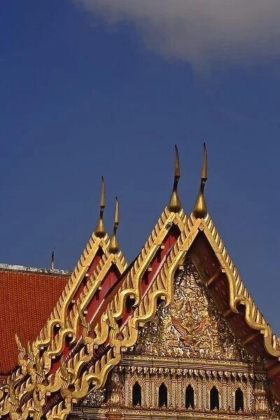 Gilded roof of the Ordination Hall (Ubosot Hall) at Wat Benchamabophit, Bangkok, Thailand