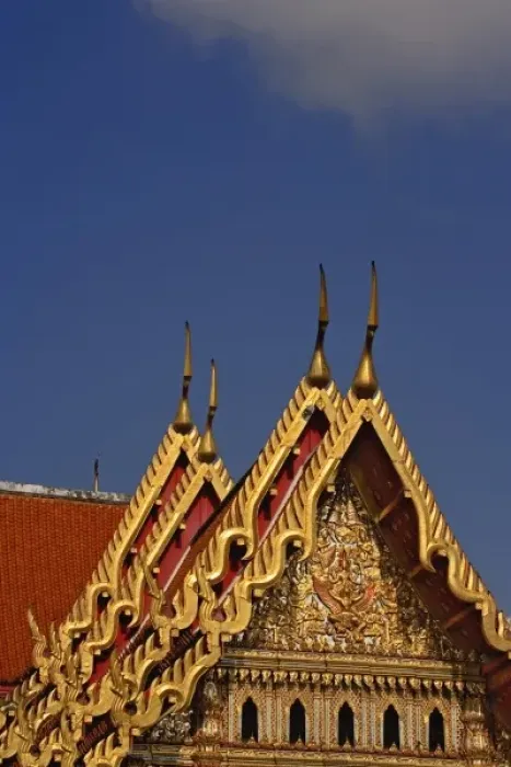 Framed Print : Gilded roof of the Ordination Hall (Ubosot Hall) at Wat Benchamabophit, Bangkok, Thailand Framed Print : Gilded roof of the Ordination Hall (Ubosot Hall) at Wat Benchamabophit, Bangkok, Thailand