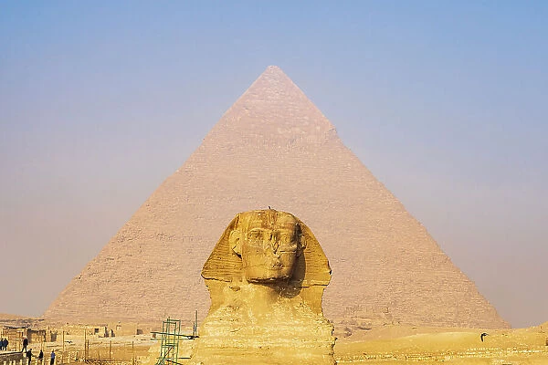 Giza, Cairo, Egypt. The Great Sphinx and the Pyramid of Khafre