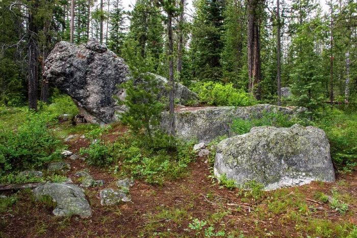 Framed Print : Glacial erratic boulders, Grand Tetons National Park, Wyoming, USA