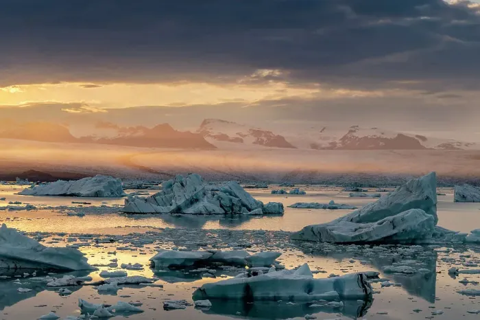 Framed Print : Glacial ice in Jokulsarlon Lagoon in Iceland