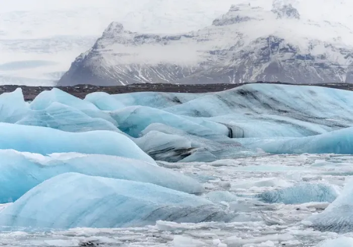 Framed Print : The glacial lagoon Joekulsarlon in the Vatnajoekull NP during winter. europe, northern europe