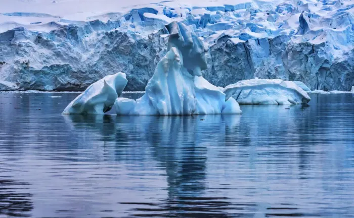 Framed Print : Glacier, Paradise Bay, Skontorp Cove, Antarctica. Glacier is blue because air is squeezed