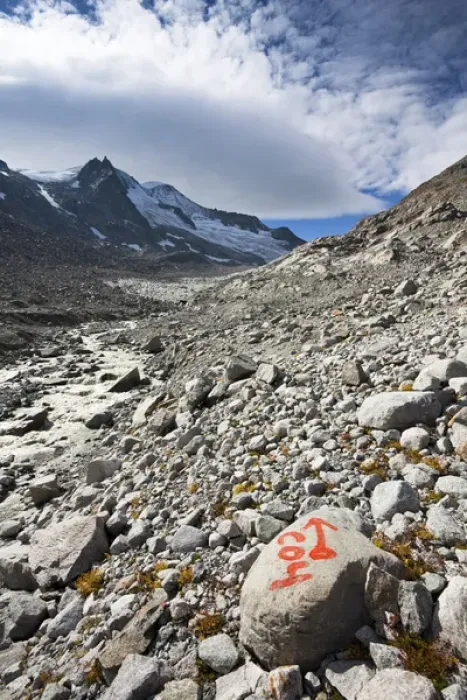 Framed Print : The glacier Viltragenkees in the National Park Hohen Tauern is showing signs of rapid retreat