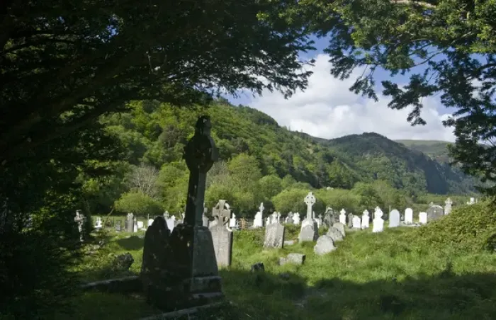 Framed Print : Glendalough, ancient, monastic site, County Wicklow, Ireland, Cemetery, historic