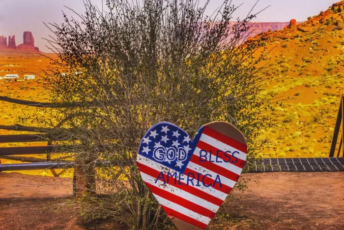 Framed Print : God Bless America sign, Monument Valley, Utah