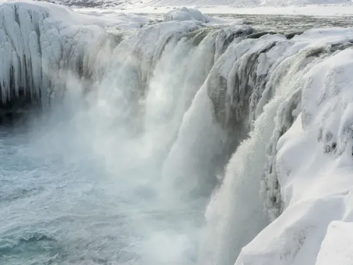 Framed Print : Godafoss one of the iconic waterfalls of Iceland during winter. europe, northern europe