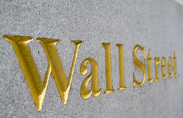 Gold letters on Wall Street in New York City USA