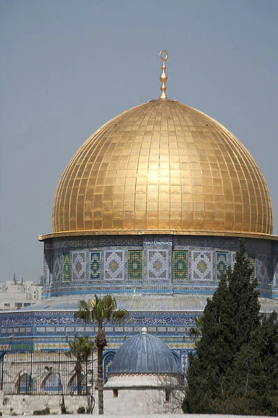 Golden Dome of the Rock Mosque atop Temple Mount on Mount Mariah within the Walled