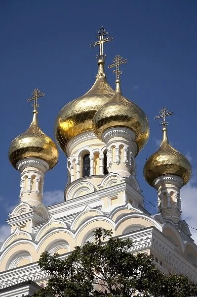 Golden-domed Alexander Nevsky Cathedral at Yalta, Ukraine on the Black Sea Riviera
