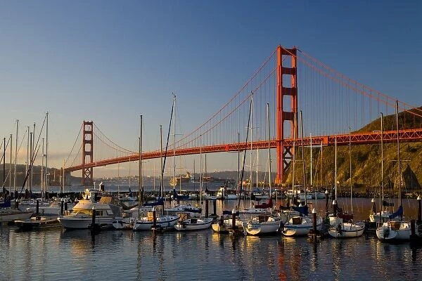 Golden Gate Bridge and San Francisco California from Horseshoe Cove and Presidio