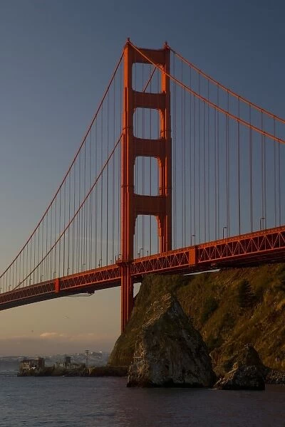 Golden Gate Bridge and San Francisco California from Horseshoe Cove and Presidio