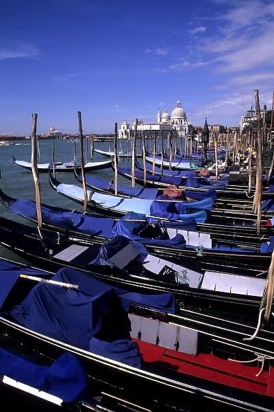 Gondolas ready for tourists in Venice Italy