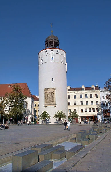 Gorlitz Germany border of Germany Poland city downtown architecture with Big Tower'