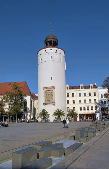 Framed Print : Gorlitz Germany border of Germany Poland city downtown architecture with Big Tower