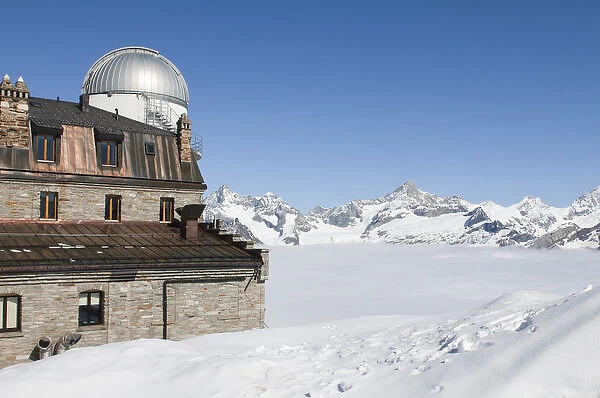 Gornergrat Peak, Switzerland. Observatory at summit of Gronergrat