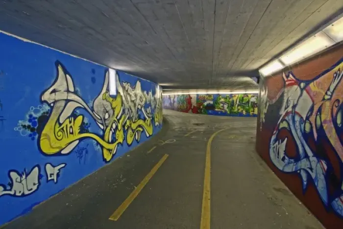Framed Print : Graffiti on highway underpass, Schaffhausen, Switzerland Framed Print : Graffiti on highway underpass, Schaffhausen, Switzerland
