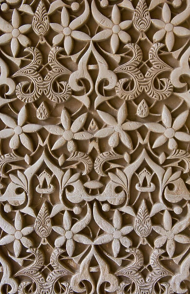 Granada Spain Alhambra Gardens of the Generalife close up detail of architecture in Nasrid Palace