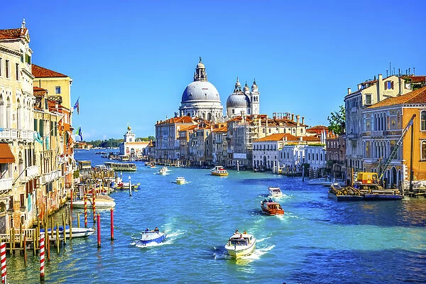 Grand Canal, Santa Maria della Salute Church from Ponte Academia Bridge, Venice, Italy