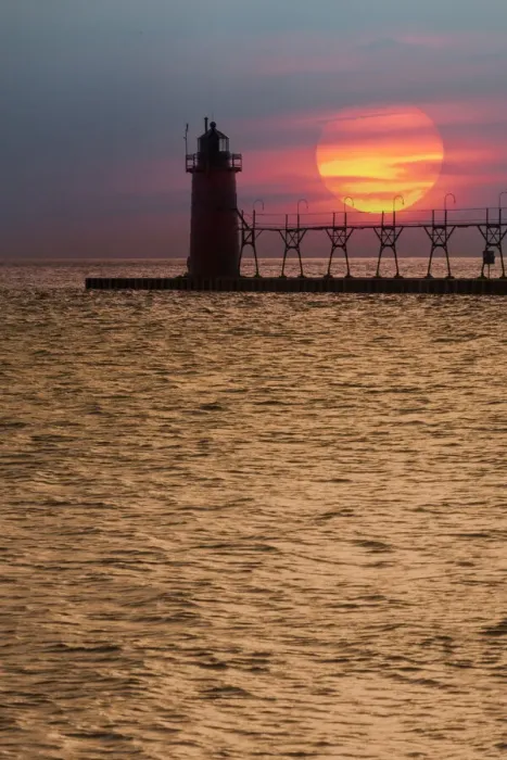 Framed Print : Grand Haven Lighthouse and pier at sunset, Grand Haven, Michigan Framed Print : Grand Haven Lighthouse and pier at sunset, Grand Haven, Michigan