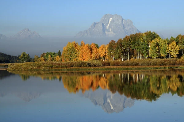 Grand Tetons in Autumn from the Oxbow, Grand Teton National Park, Wyoming, USA