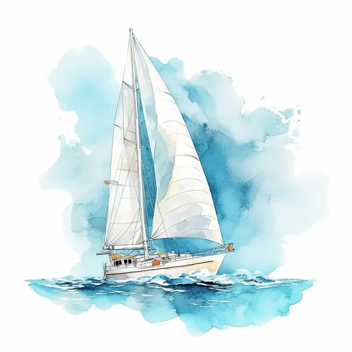 Framed Print : Graphic of sailboat on open water. (AI Generated) Framed Print : Graphic of sailboat on open water. (AI Generated)