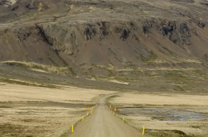 Framed Print : Gravel road near Breiddalswik, Iceland