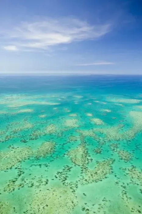 Framed Print : The Great Barrier Reef, aerial view of Green Island, Cairns Area, North Coast, Queensland
