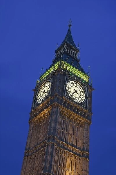 Great Britain, London. View of the Clock Tower or Big Ben at dusk