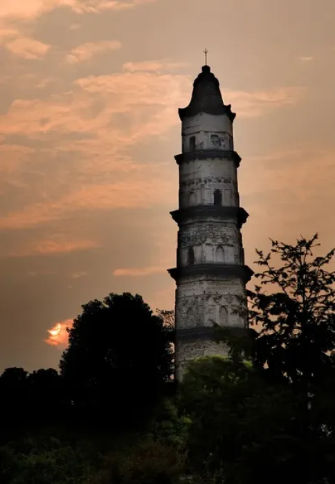 Framed Print : Great Mercy Pagoda, Shaoxing, Zhejiang Province, China, Sunrise in orange pink sky Framed Print : Great Mercy Pagoda, Shaoxing, Zhejiang Province, China, Sunrise in orange pink sky