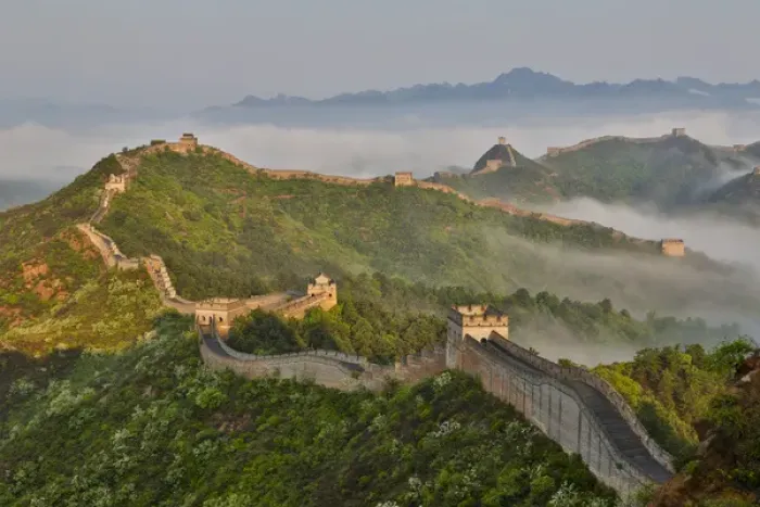 Framed Print : The Great Wall of China Foggy Morning Jinshanling, China Framed Print : The Great Wall of China Foggy Morning Jinshanling, China