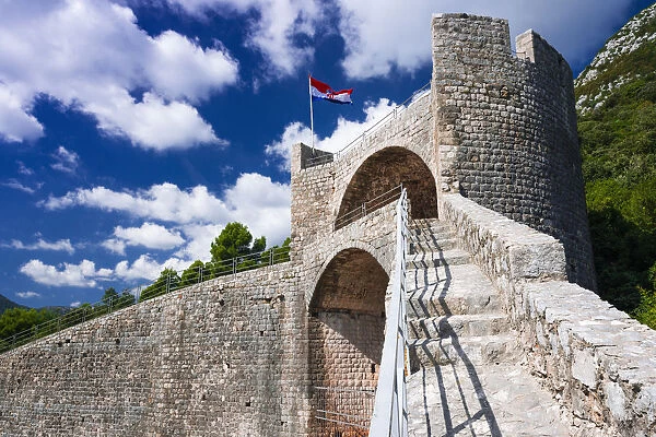 The Great Wall above the city center, Ston, Dalmatian Coast, Croatia
